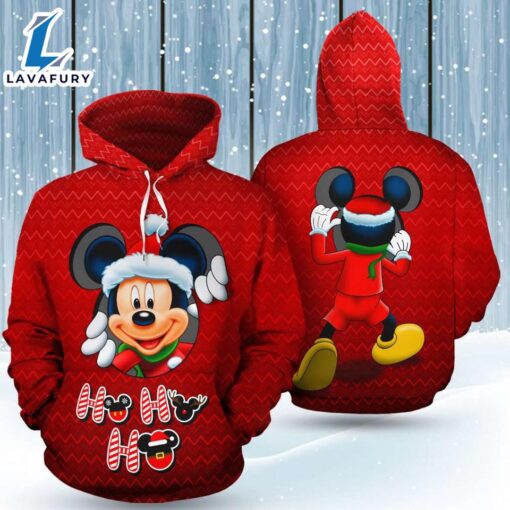 Mickey Mouse Santa Claus Cosplay Ho Ho Ho Christmas Hoodie 3D Printed – Shirts Gift for Mickey Lovers