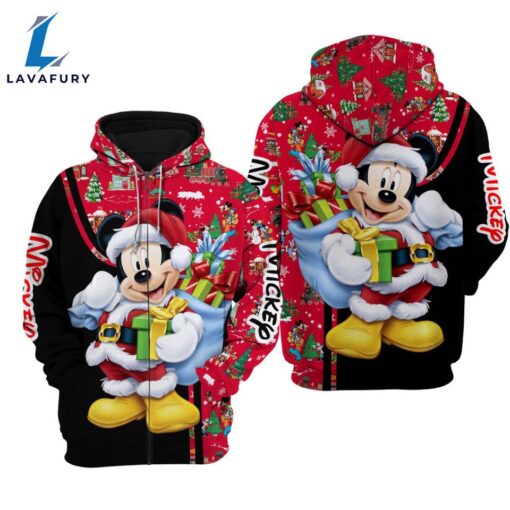 Mickey Mouse Santa Claus Costume Merry Christmas 3D Hoodies – Gift for Mickey Fans