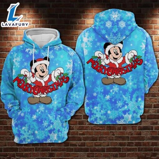 Mickey Mouse Santa Merry Christmas Best Xmas Gift Hoodie 3D Printed – Shirts Gift for Mickey Lovers