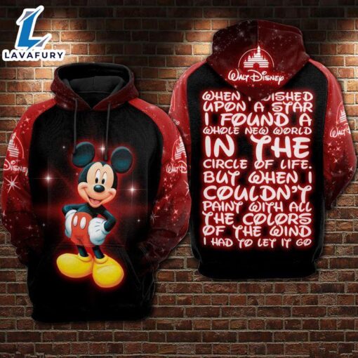 Mickey Mouse When I Wished Upon A Star I Found A Whole New World Red Black 3d Hoodie Zip Hoodie