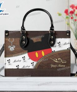 Mickey Symbol Leather Handbag