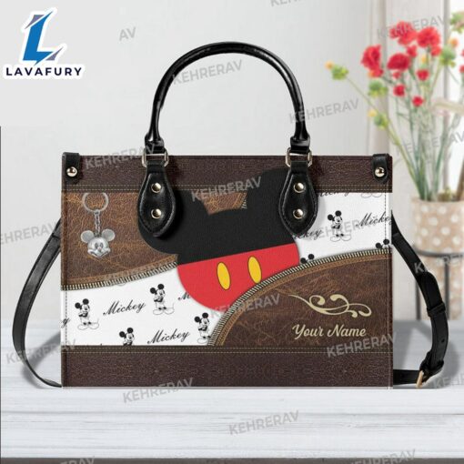 Mickey Symbol Leather Handbag