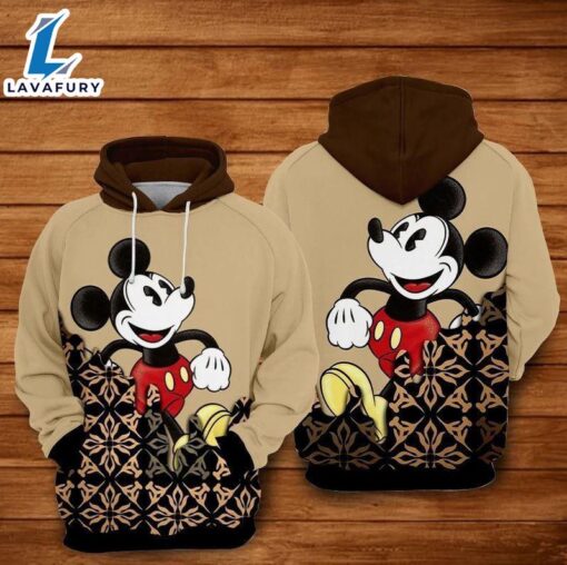 Mickey Walking Brown Disney Over Print 3d Hoodie Zip Hoodie 594