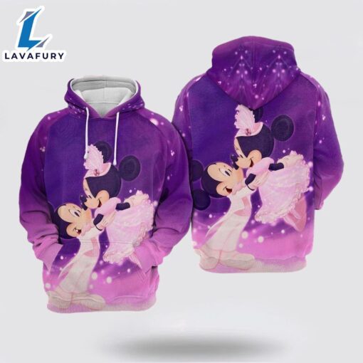 Minnie Mouse Disney, Minnie And Mickey Wedding Purple Kiss Aop Hoodie