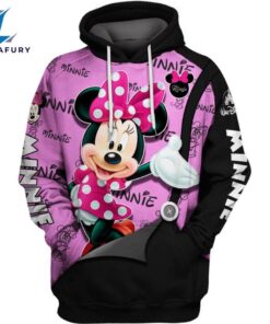 Minnie Mouse Text Print Hoodie And Leggings Set