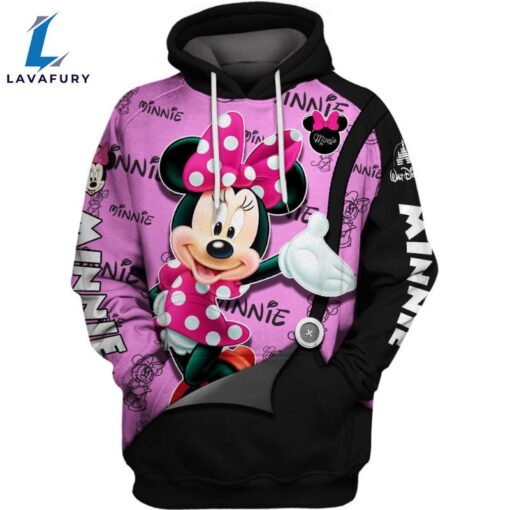 Minnie Mouse Text Print Hoodie And Leggings Set