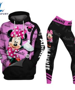 Minnie Mouse Text Print Hoodie…