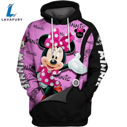 Minnie Mouse Text Print Hoodie And Leggings Set