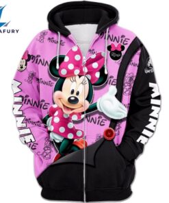 Minnie Mouse Text Print Hoodie And Leggings Set