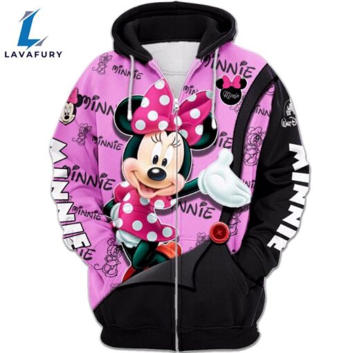 Minnie Mouse Text Print Hoodie And Leggings Set