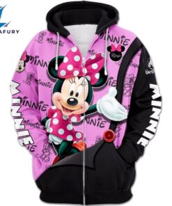 Minnie Mouse Text Print Hoodie And Leggings Set