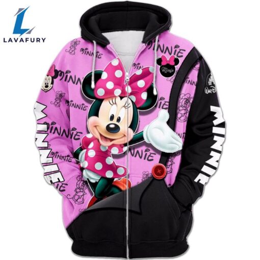 Minnie Mouse Text Print Hoodie And Leggings Set