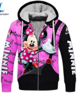 Minnie Mouse Text Print Hoodie And Leggings Set