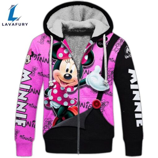 Minnie Mouse Text Print Hoodie And Leggings Set