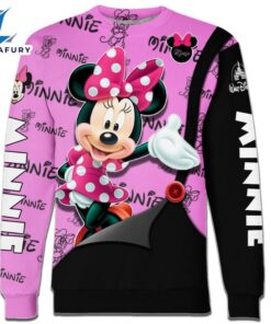 Minnie Mouse Text Print Hoodie And Leggings Set