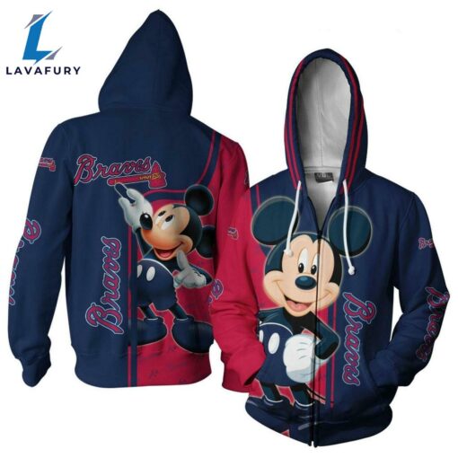 MLB Atlanta Braves Mickey Pullover Hoodie & Zip Up Hoodie AOP Shirt