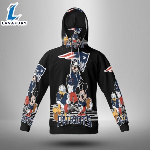 New England Patriots Mickey Donald Goofy 3d Hoodie With Mask