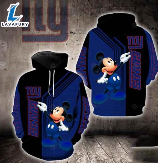 New York Giants Mickey Mouse 3D All Over Print Hoodie Zip up Hoodie