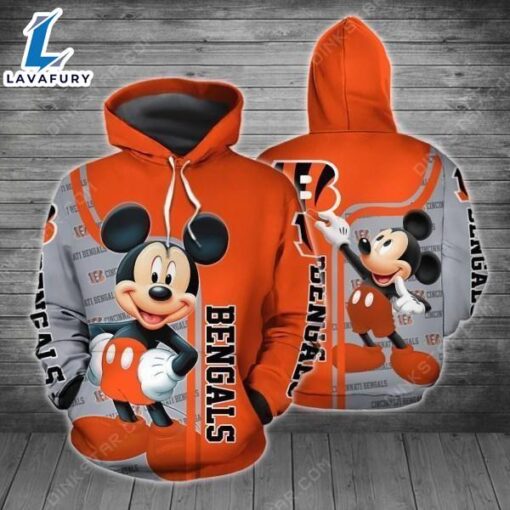 NFL Cincinnati Bengals With Mickey  3D All Over Print Hoodie