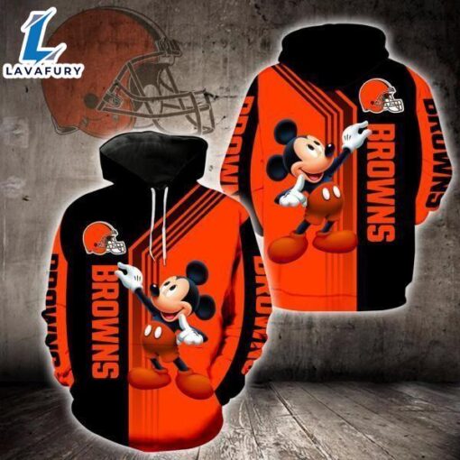 NFL Cleveland Browns Mickey Mouse  3D All Over Print Hoodie