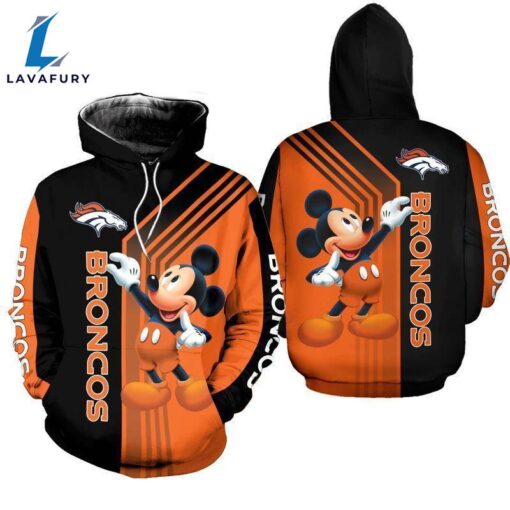 NFL Denver Broncos Mickey Mouse  3D All Over Print Hoodie