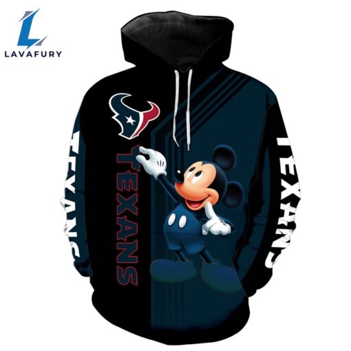 Nfl Houston Texans Mickey 3D Hoodie Zip Hoodie