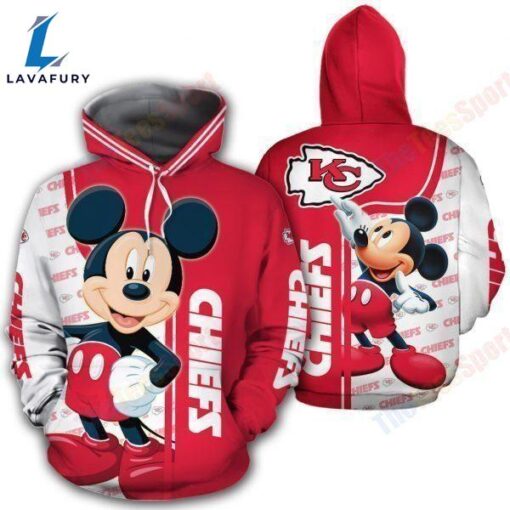 NFL Kansas City Chiefs With Mickey  3D All Over Print Hoodie