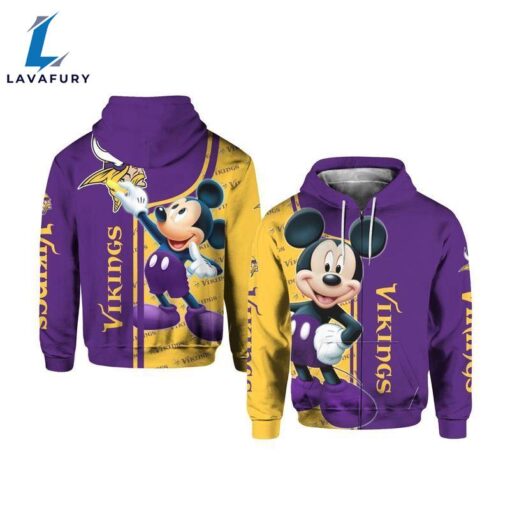 NFL Minnesota Vikings Mickey Pullover Hoodie AOP Shirt – Shirts Gift for Mickey Fans