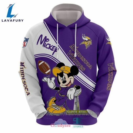 NFL Minnesota Vikings Mickey White Purple Pullover Hoodie AOP Shirt