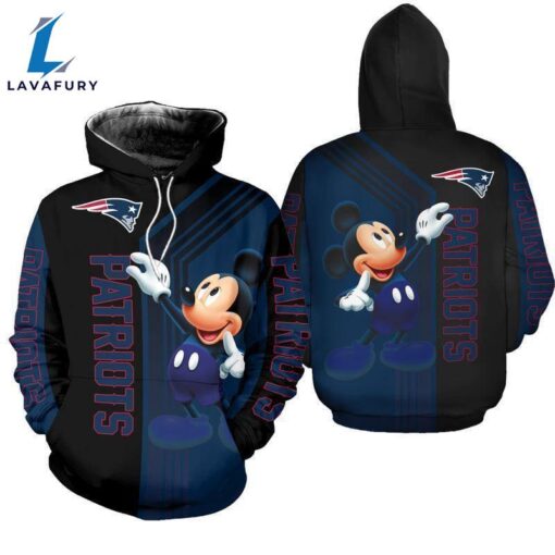 NFL New England Patriots Mickey Mouse  3D All Over Print Hoodie