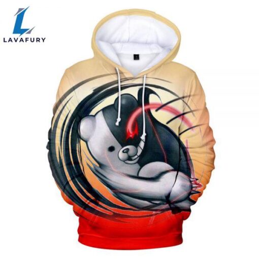 Orange 3D Print Unisex Monokuma Hoodies