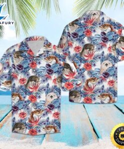 Otter Hibiscus Flower Hawaiian Shirt…