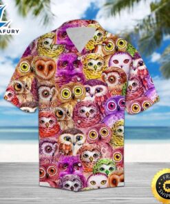 Owl Color Hawaiian Shirt Summer…