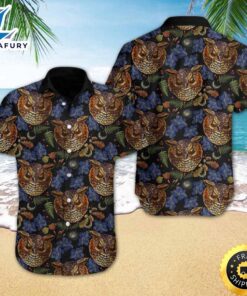 Owl Embroidery Hawaiian Shirt