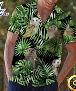 Owl Green Tropical Leaves Hawaiian…