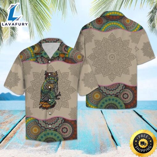 Owl Mandala Hawaiian Shirt Summer Button Up