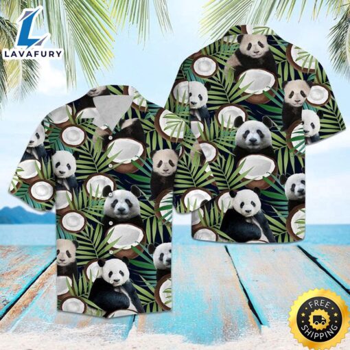 Panda Coconut Tropical Hawaiian Shirt Summer Button Up