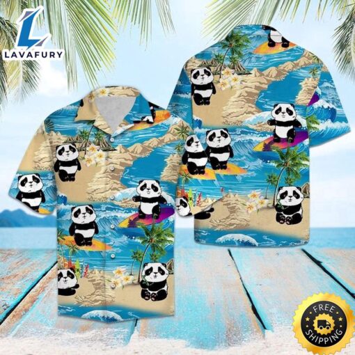 Panda Summer Vacation Hawaiian Shirt Summer Button Up