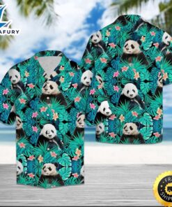 Panda Tropical Hawaiian Shirt Summer…