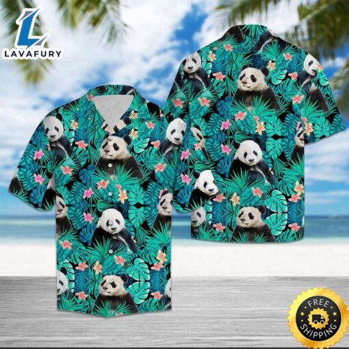 Panda Tropical Hawaiian Shirt Summer Button Up