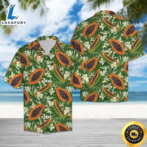 Papaya Tropical Hawaiian Shirt Summer Button Up