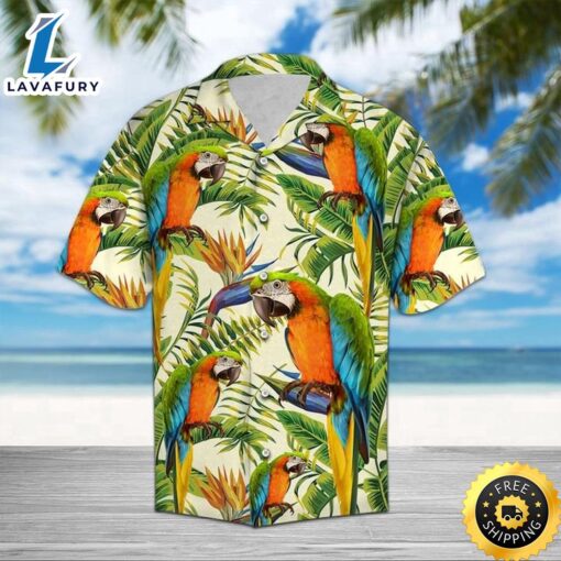 Parrot Banana Palm Hawaiian Shirt Summer Button Up