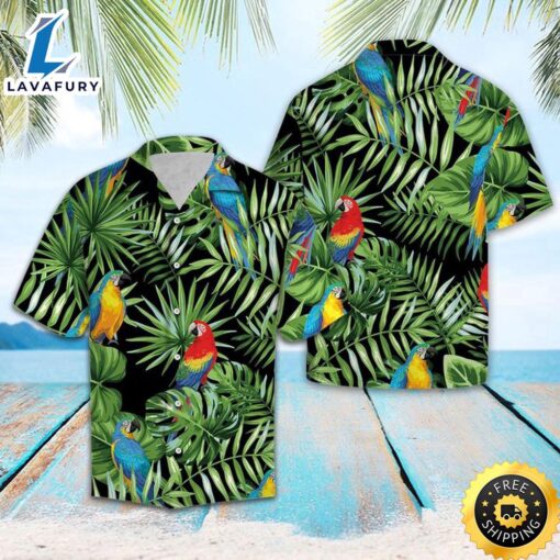 Parrot Green Tropical Hawaiian Shirt Summer Button Up