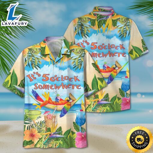 Parrot ItS 5 OClock Somewhere Hawaiian Shirt