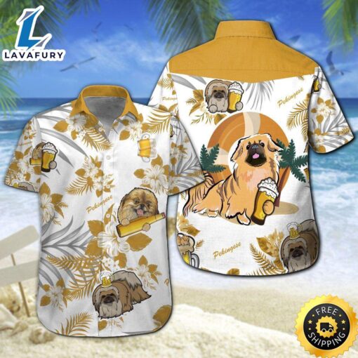 Pekingese Beer Hawaiian Shirt Summer Button Up