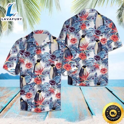 Penguin Hawaiian Shirt Summer Button Up