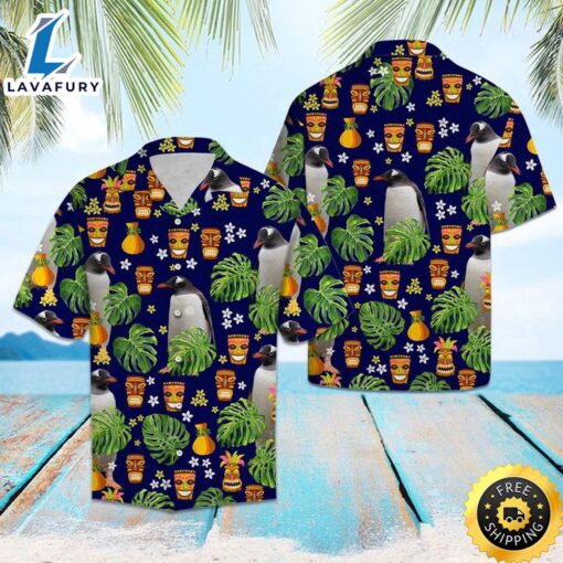 Penguin Native Tropical Hawaiian Shirt Summer Button Up