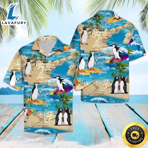 Penguin Summer Vacation Hawaiian Shirt Summer Button Up