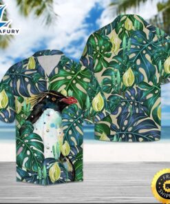 Penguin Tropical Leaves Hawaiian Shirt…