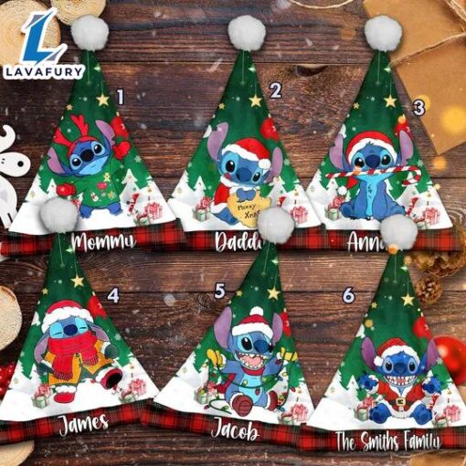 Personalize Cute Stitch Christmas Santa Hat, Lilo & Stitch Xmas Santa Hat